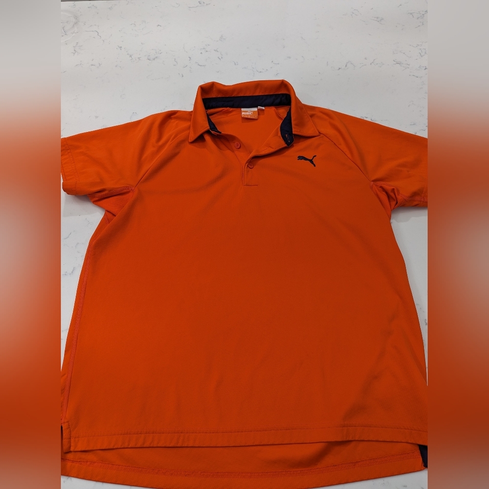 Puma Sport Golf Orange Polo Shirt Adult Men's Size Large L Cool Cell